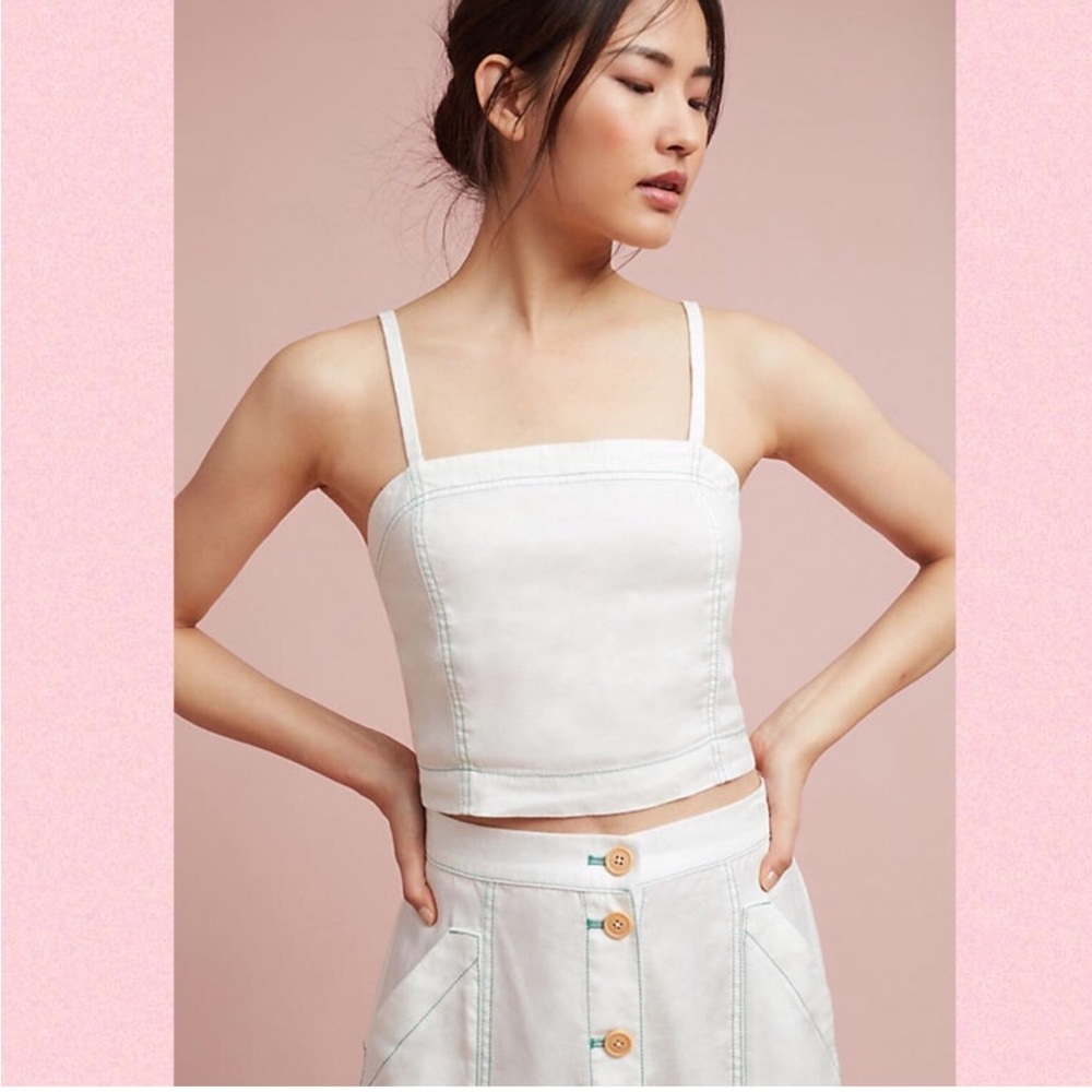Anthropologie White Midi Skirt